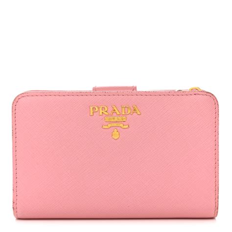 PRADA Saffiano Metal Compact Wallet Peonia Petalo